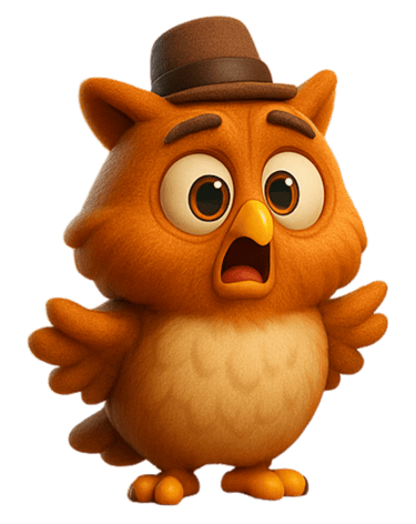 un hibou surpris avec un chapeau