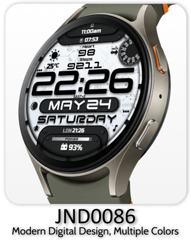 JND0086 modern digital watch face for Wear OS