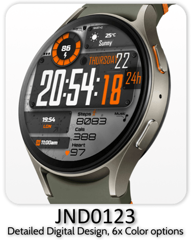JND0123 beautiful digital watch face for Wear OS