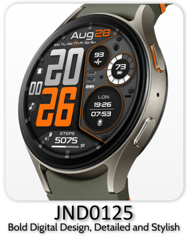 JND0125 bold digital watch face for Wear OS