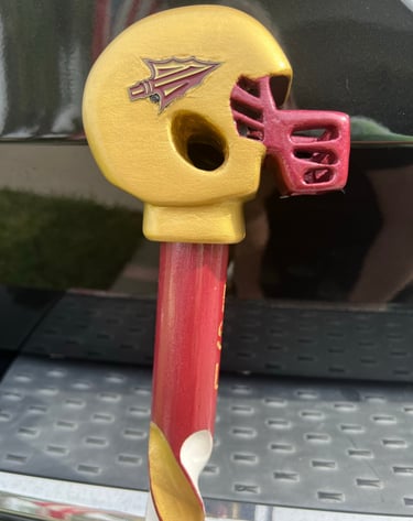 Carved pointy thingy Football Cane