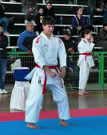 karateca adolecente preparandose para participar en competencia nacional de kata karate chile