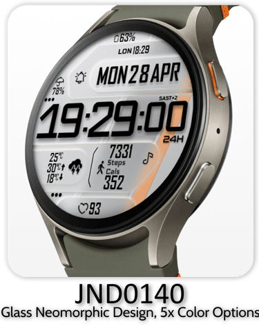 a smartwatch watch with a glass screen displaying a display of a clock