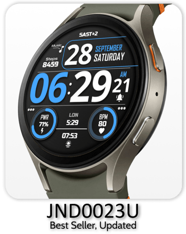 a smart watch with a blue and white background