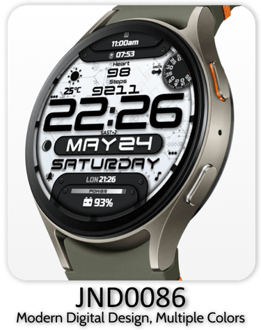 JND0086 modern digital watch face for Wear OS