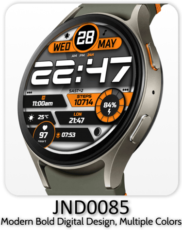 JND0085 High quality digital watch face for Wear OS.