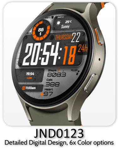 JND0123 beautiful digital watch face for Wear OS