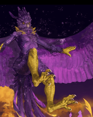 Galaxy female anthropomorphic bird in the night sky | Concept Art
