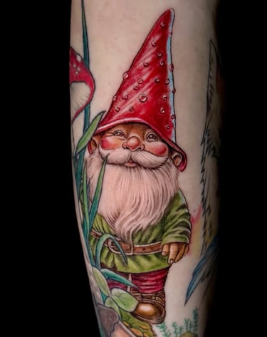 Color Surrealism Gnome Tattoo Vancouver