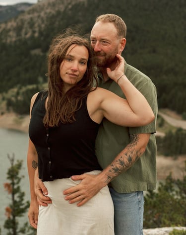 a man and woman standing next to each other