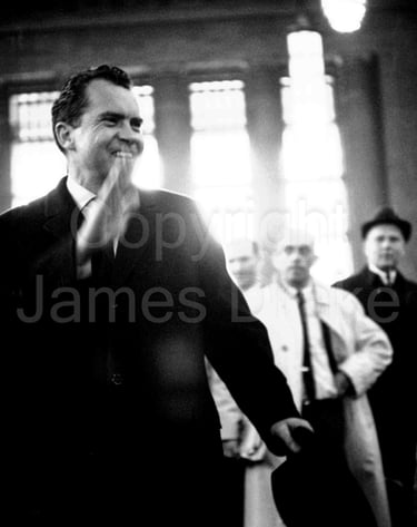 Richard M. Nixon at 30th Street Station in Philadelphia in 1964 by James Drake