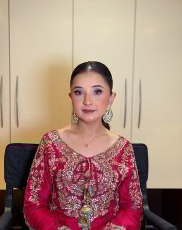 South Asian red wedding makeup look for Dubai brides.