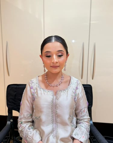 Traditional white nikah makeup style for Dubai brides