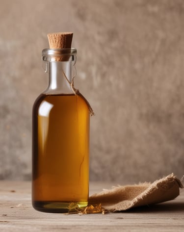 African American woman gently applying herbal oil to her natural hair.