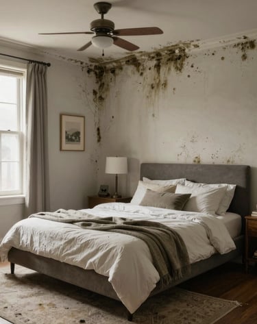 HEPA filtration equipment working inside a mold-contaminated room.