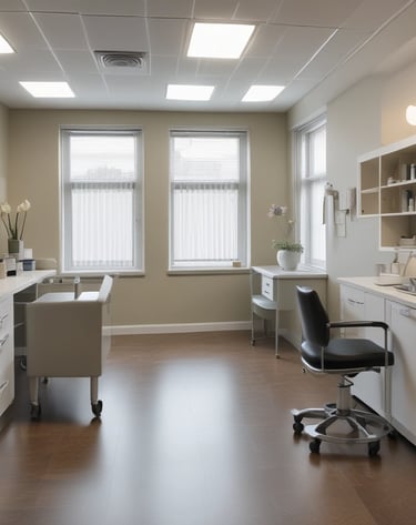 State-of-the-art blood testing lab with advanced devices and organized workstations.