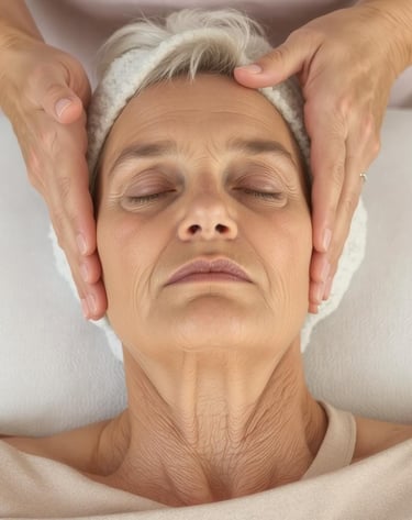 woman receiving gentle touch to head