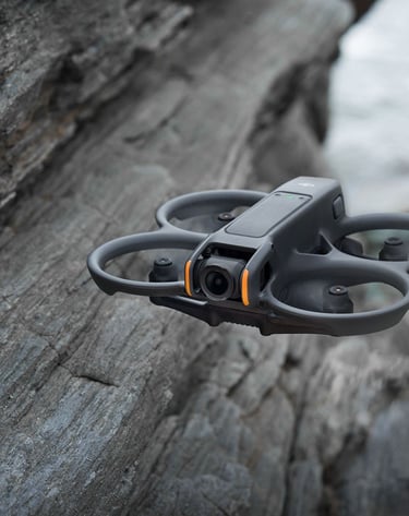 DJI Avata 2 flying above rocks