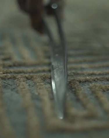 Embossing of a carpet at workshop