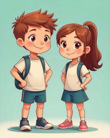 a boy and girl standing next to each other