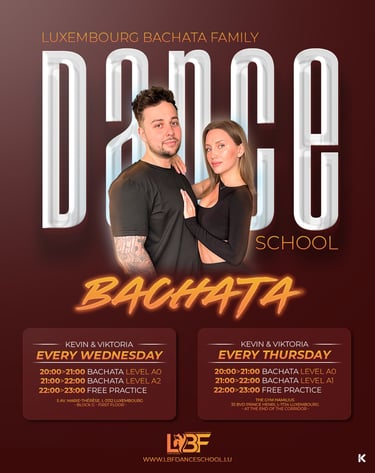 a couple of people standing in front of a dance school