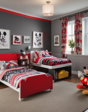 A peaceful bedroom set up for overnight stays with children.