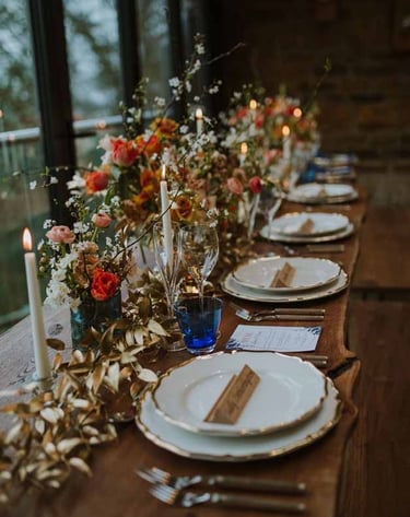 Live edge oak trestle tables