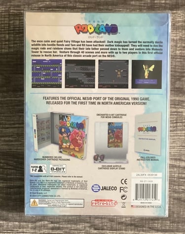 Retro-Bit Rod-Land NES Box Backside