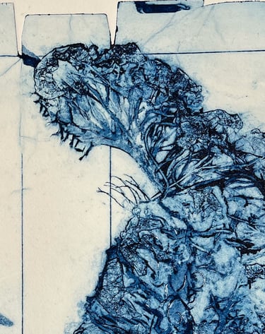 Peacock Garden collagraph (detail)