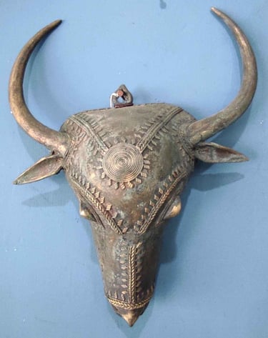  "Handcrafted tribal buffalo head for wall display – bold and earthy design-for international delivery"