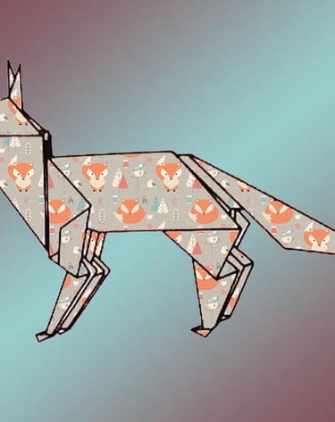 Una volpe fatta con la tecnica degli origami