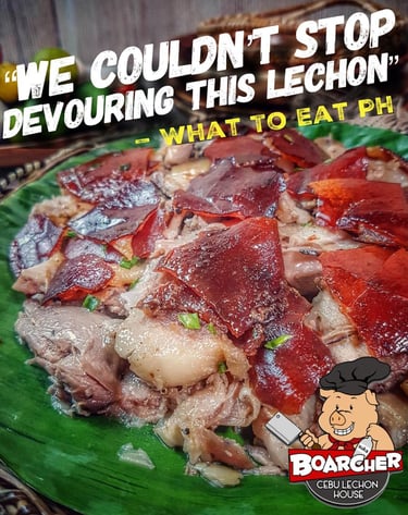 cebu lechon on a plate with banana leaf