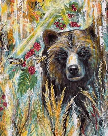 colorful abstract bear painting 