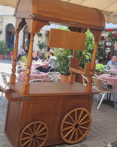 wooden food cart rental , antique food cart
