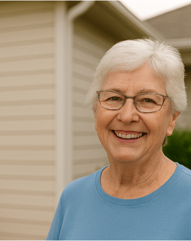 Satisfied homeowner in The Villages shows off clean gutters and shares glowing review