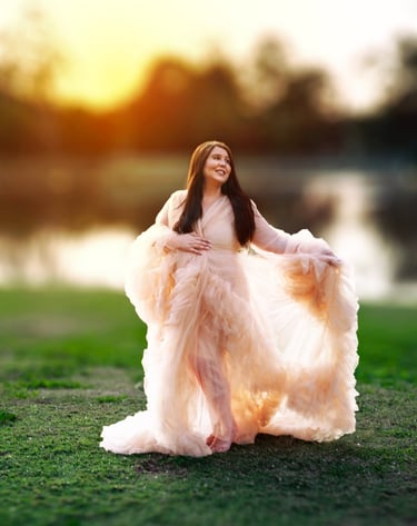 Pregnant woman photographed during a fine art outdoor maternity session in Western Sydney