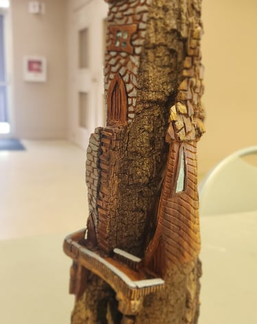 Dave Rubino Cottonwood Bark Carving 