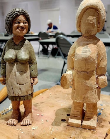 Hillbilly Cleaning  Lady Carved by Ron Gonyea 