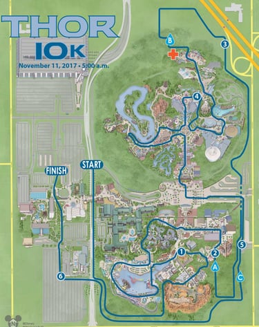 2017 runDisney Super Heroes Half Marathon Weekend Thor 10K Course Map