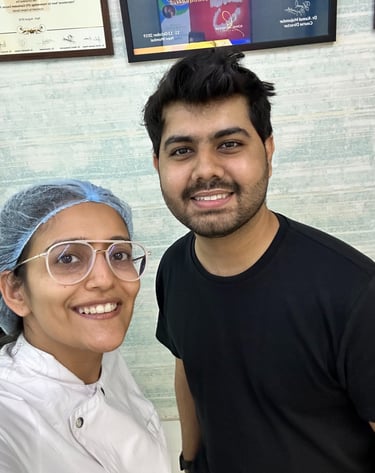Best Gums Specialist Near Orlem Malad West with happy patient after teeth cleaning treatment for bleeding gums. 