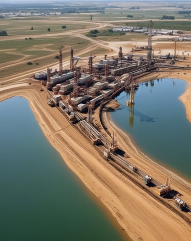 Several workers are engaged in construction or repair work along a roadside. They are using various tools and materials, such as buckets and spades. The environment includes a rural road with palm trees and traditional thatched-roof buildings, including a sign for a cafe.