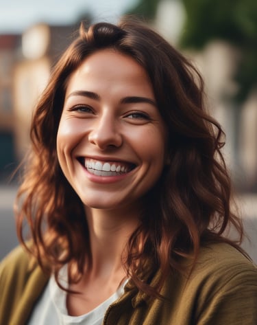a woman with a brown shirt and a brown shirt
