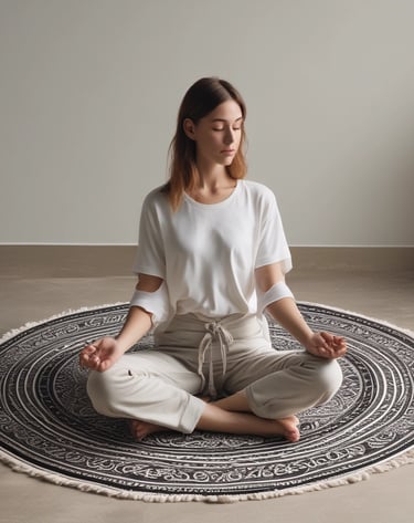 A serene morning scene with yoga mats and wellness supplements set against a sunlit window.