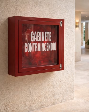 Gabinete contraincendio rojo de fibra de vidrio