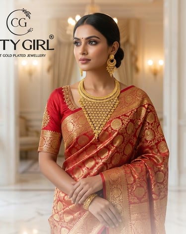 City Girl Jewellery - 6monthsguaraunteejewellery- 18 Carat Gold Plated  - Bridal Wear - Necklace Set