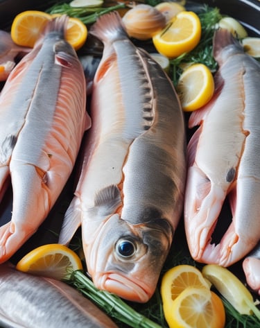 A fishing boat unloading fresh catch for export.