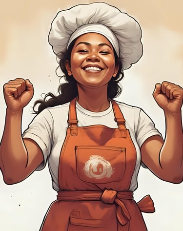 illustration d'une chef heureuse et combative
