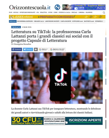 Carla Lattanzi porta i classici sui social, articolo di Orizzonte Scuola