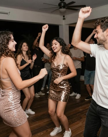 DJ Kurt-M mixing tracks at a corporate event with a professional setup and engaged audience