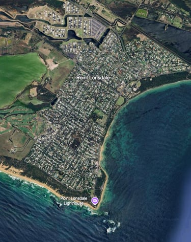 A satellite view of the town of Point Lonsdale